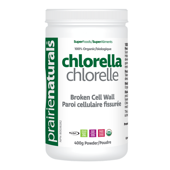 Prairie Naturals Organic Fair-Trade Broken Cell Wall Chlorella Powder 400g