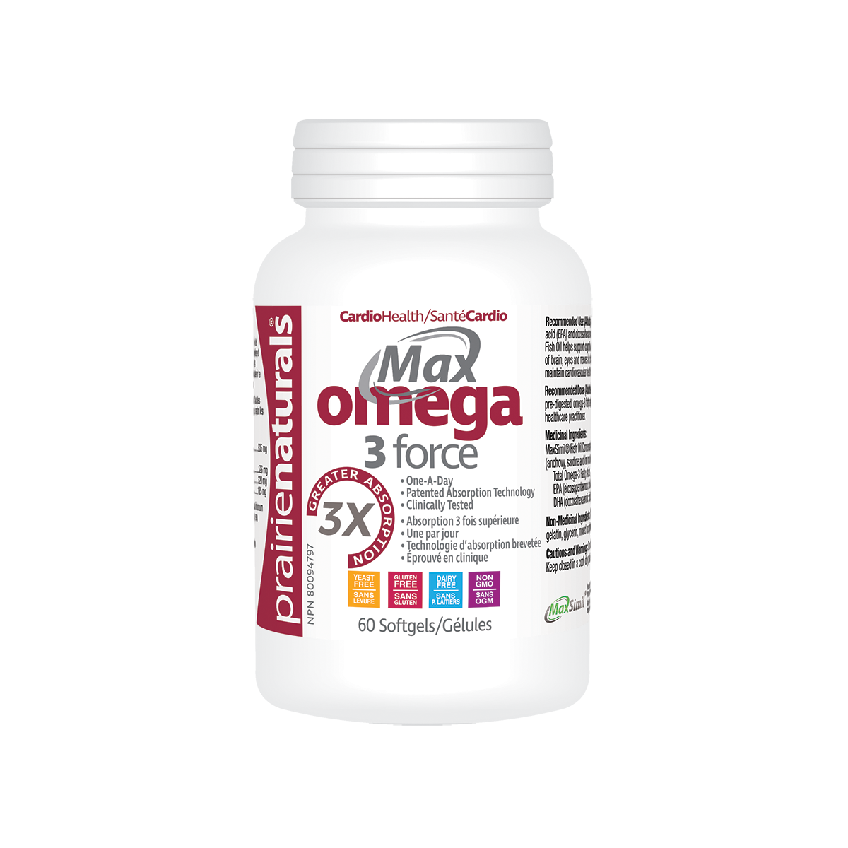 Prairie Naturals MaxOmega-3-Force 60 softgels Canada
