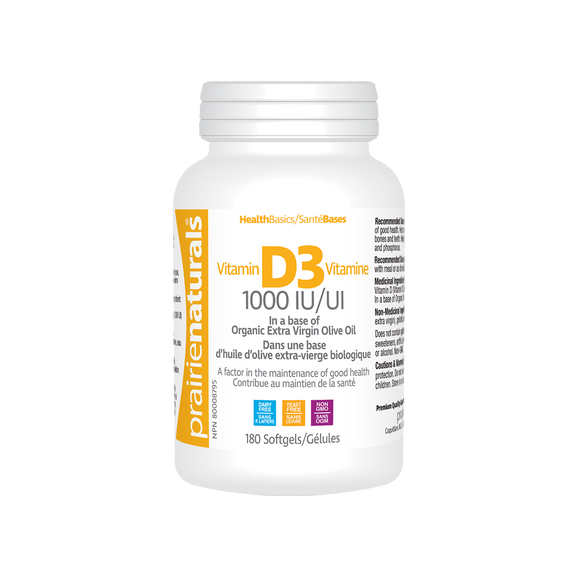 Prairie Naturals Vitamin D3 1000IU 180 softgels