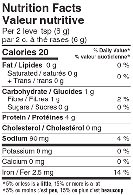 优格康 Organika Spirulina Powder Certified Organic 500g Nutrition Facts