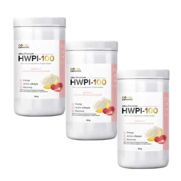(Promotion Item) 3 x Royal Canadian Ultra Premium HWPI-100 Protein Strawberry Banana, 500g