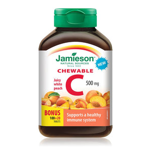 Jamieson Vitamin C 500mg Chewable Juicy White Peach, 120 tabs