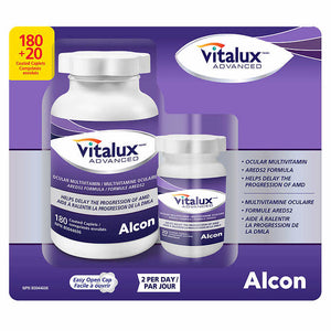 Vitalux Advanced AREDS2 Formula Healthy Eyes Ocular Multivitamin, 180+20 tablets
