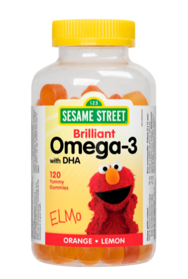 Sesame Street Omega-3 with DHA Lemon, 120 gummies