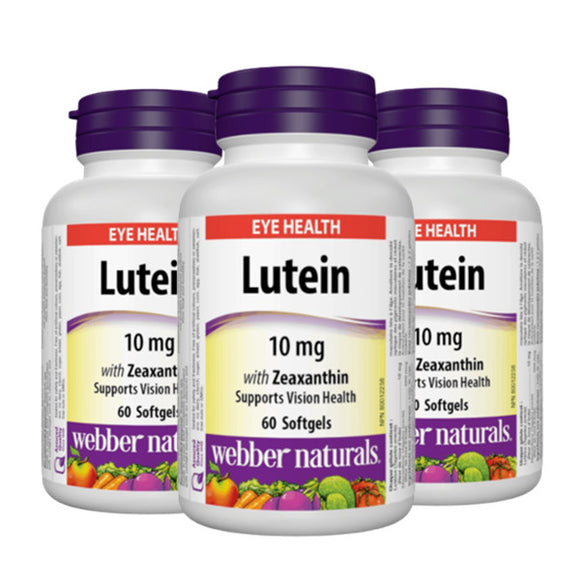 3 x Webber Naturals Lutein (10 mg) with Zeaxanthin, 180 caps Bundle