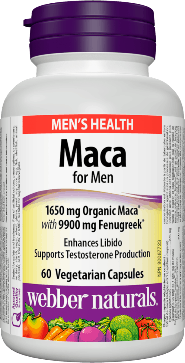 Webber Naturals Maca for Men 1650 mg Organic Maca with 9900 mg Fenugreek