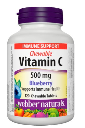Webber Naturals Vitamin C 500mg Blueberry, 120 Chewable Tablet