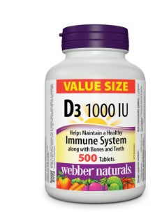 Webber Naturals Vitamin D3 1000IU, 500 Tables