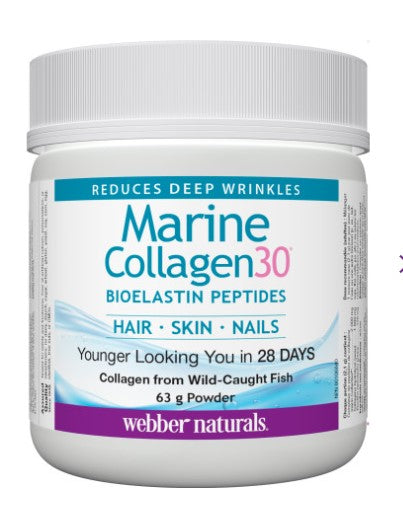 Webber Naturals Marine Collagen30® 美容生物弹性蛋白肽粉剂 （1880 毫克胶原蛋白/120 毫克弹性蛋白），63 克
