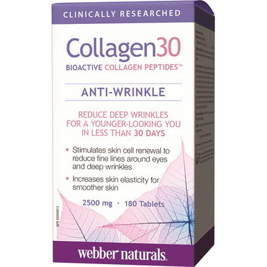 Webber Naturals Collagen30 Anti-Wrinkle 180 tablets Canadian label