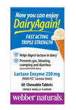 Webber Naturals Dairy Again!™ Lactase Enzyme 250 mg, French Vanilla, 60 chewable tables