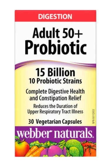 Webber Naturals 成人50+ 益生菌 （150 億活性細胞），30 粒素食膠囊