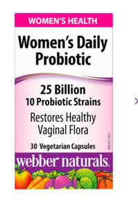 Webber Naturals 女性每日益生菌 (250 億)，30 粒素食膠囊