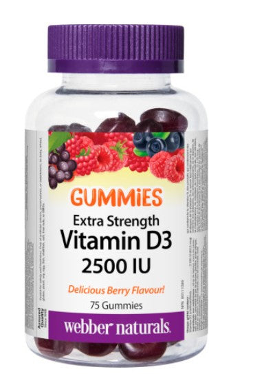 Webber Naturals Vitamin D3 Extra Strength 2500IU, 75 Gummies