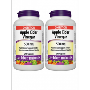 (Promotional Item) Webber Naturals 2 x Apple Cider Vinegar 500mg, 240 Caps