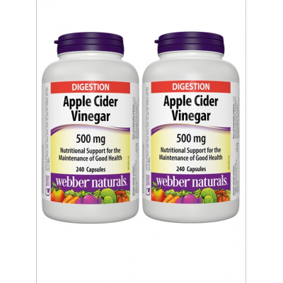 (Promotional Item) Webber Naturals 2 x Apple Cider Vinegar 500mg, 240 Caps