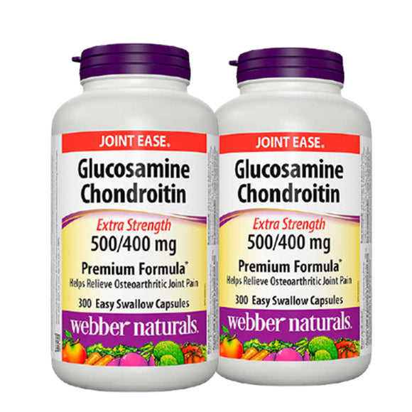 2 x Webber Naturals Glucosamine & Chondroitin, Extra Strength, 900 mg, 300 caps Bundle