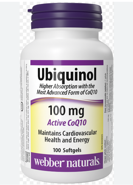 Webber Naturals Ubiquinol QH Active CoQ10, 100 mg, 100 softgels Canada