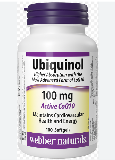 Webber Naturals Ubiquinol QH Active CoQ10, 100 mg, 100 softgels