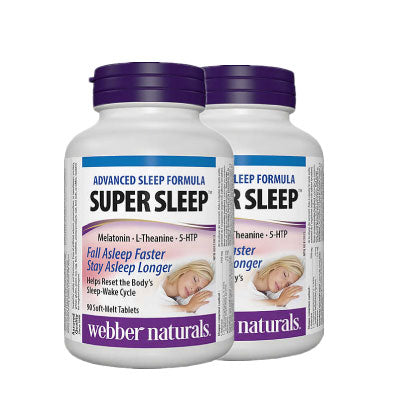 (Promotion Item) 2x Webber Naturals Super Sleep Melatonin Plus L-Theanine & 5-HTP, 90 soft-melt tablets