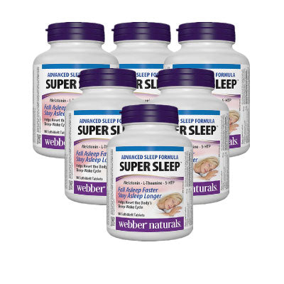 6 x Webber Naturals Super Sleep Melatonin Plus L-Theanine and 5-HTP, 90 tablets Bundle