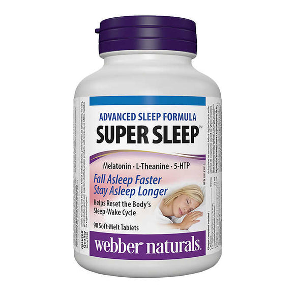 Webber Naturals Super Sleep Melatonin Plus L-Theanine & 5-HTP, 90 soft-melt tablets