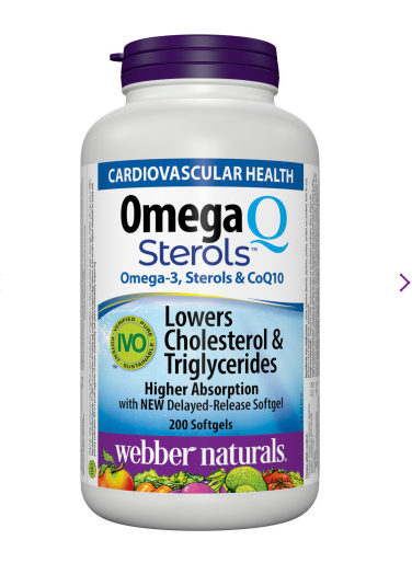 Webber Naturals Omega-3+植物甾醇+辅酶Q10，200粒软胶囊