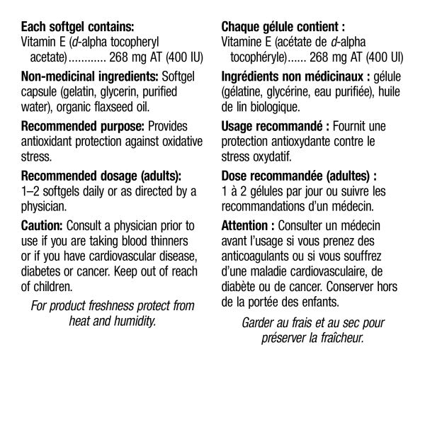 Webber  Naturals 維他命E 400IU， 120粒