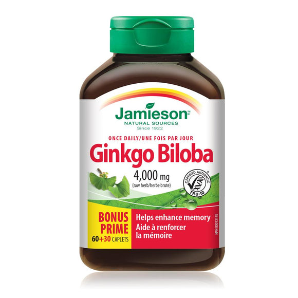 Jamieson Ginkgo Biloba, 60 + BONUS 30 caplets