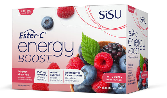 SISU Ester-C Energy Boost, Wild Berry Flavour, 30 packets