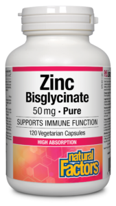 Natural Factors Zinc Bisglycinate 50 mg, 120 Vegetarian Capsules