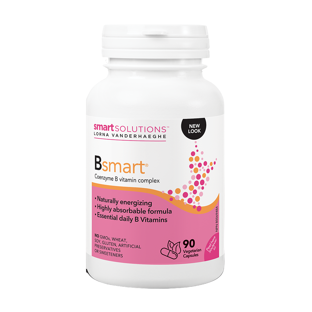 Bsmart Coenzyme B vitamin complex bottle with pink label on a white background