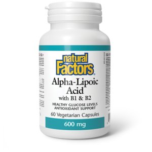 Natural Factors Alpha-Lipoic Acid 600 mg · with B1 & B2, 60 Vegetarian Capsules