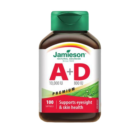 健美生 Jamieson Vitamin A + Vitamin D, 100 Softgels Canada