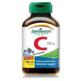 Jamieson Vitamin C, 500 mg, Chewable Blueberry 100 tablets + 20 FREE BONUS