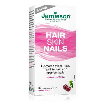 Jamieson Hair, Skin, Nails Biotin Natural Cherry,60 tablets