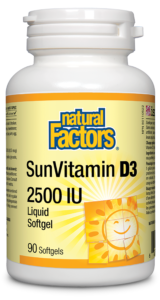 Natural Factors  SunVitamin D3 2500 IU, 90 Softgels
