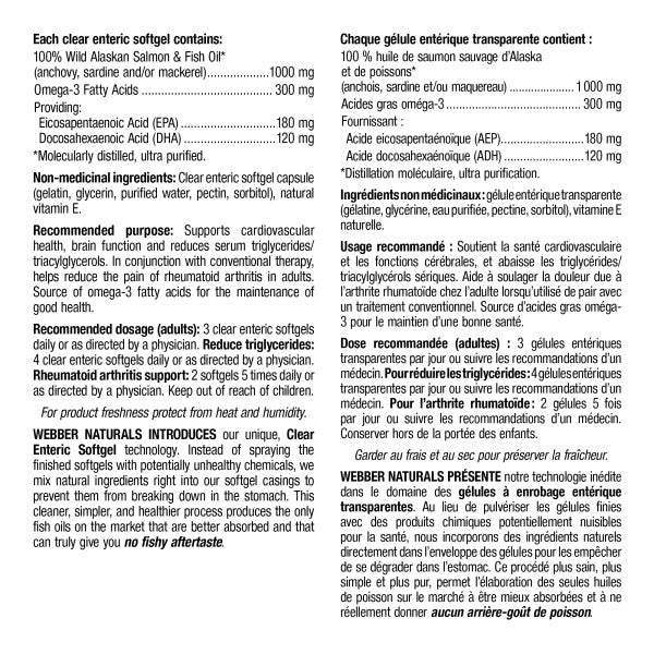 Webber Naturals Wild Alaskan Salmon & Fish Oil 300 mg EPA/DHA 220 softgels
