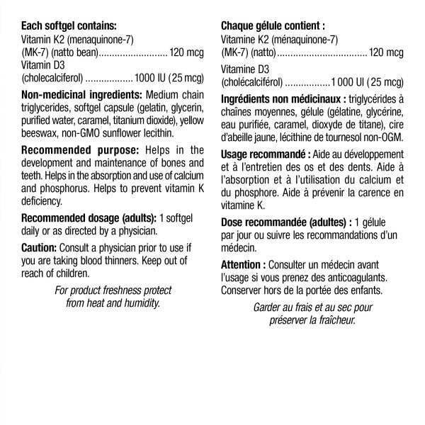 Webber Naturals 維生素K2+D3, 60粒軟膠囊