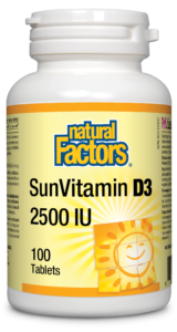 Natural Factors 阳光维生素D3  (Vitamin D), 2500IU, 100 片