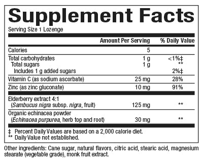 Natural Factors 鋅錠劑(+接骨木/紫錐花/維生素 C )，蜂蜜口味，60 粒錠劑