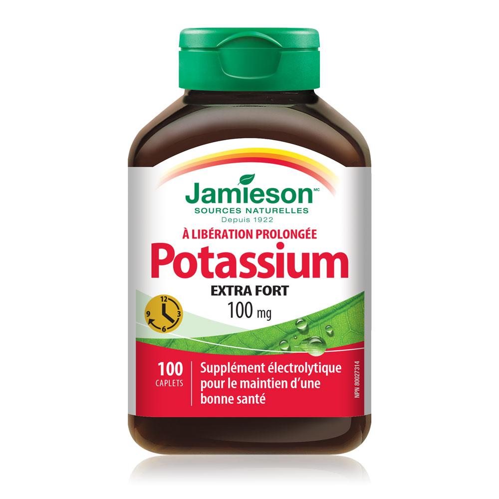 Jamieson Potassium 100mg  Time Release 100 caplets  健美生 bottle photo french label