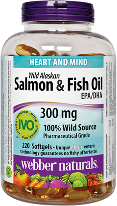 Webber Naturals Wild Alaskan Salmon & Fish Oil 300 mg EPA/DHA · 300 mg EPA/DHA, 220 softgels