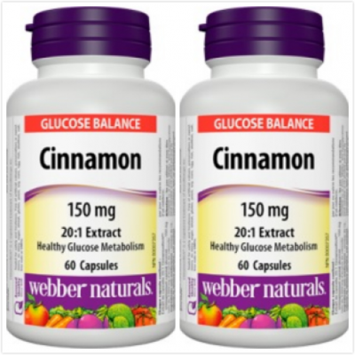 (Promotion Item) 2x Webber Naturals Cinnamon Extract  150 mg, 60caps