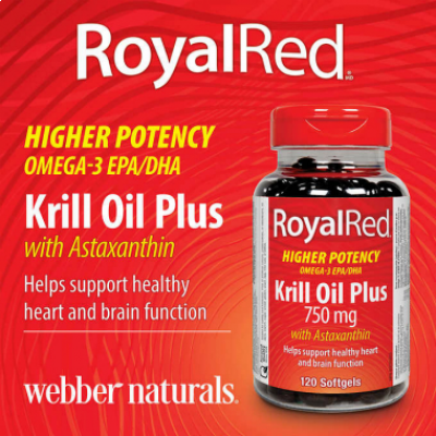 Webber Naturals Royal Red Extra Strength Krill Oil Plus 750mg, 120 softgels