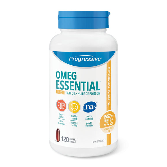 Progressive OmegEssential + Vitamin D3, 120 softgels